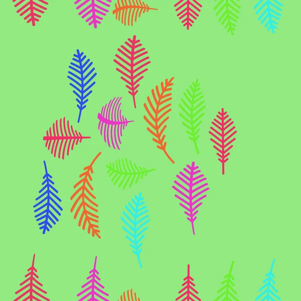 Бесшовные Листья Цветном Фоне — стоковый вектор