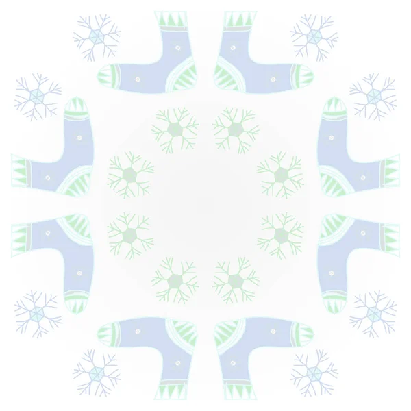 Patrón Motivos Navideños Calcetines Nieve Medio Tono Sin Costuras — Vector de stock