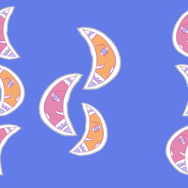 Renkli motifin ay dikişsiz deseni