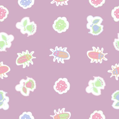 Böcekler ile dikişsiz soyut desen , vektör arka plan