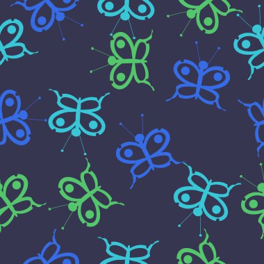Kelebekler ile Dikişsiz desen vektör çizim 