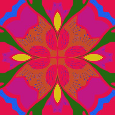 Çiçek motifinin dairesel dikişsiz deseni.