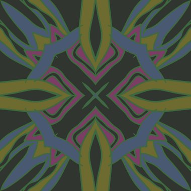 Çiçek motifi dairesel dikişsiz desen, sadece vektör illüstrasyon  