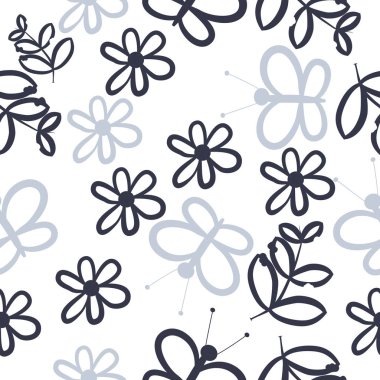 Dikişsiz soyut desen, çiçeklervektör illüstrasyon 