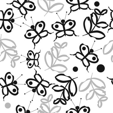 Soyut basit kelebek ve dalların kusursuz deseni