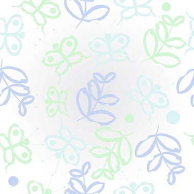 Soyut basit kelebek ve dalların kusursuz deseni