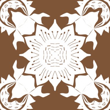 Stilize çiçekler, noktalar, zikzaklar, karalamalar Dairesel dikişsiz desen