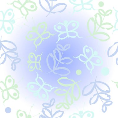 Soyut basit kelebek ve dalların kusursuz deseni