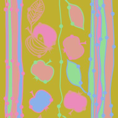 Renkli elma ve yaprakları ile Dikişsiz desen