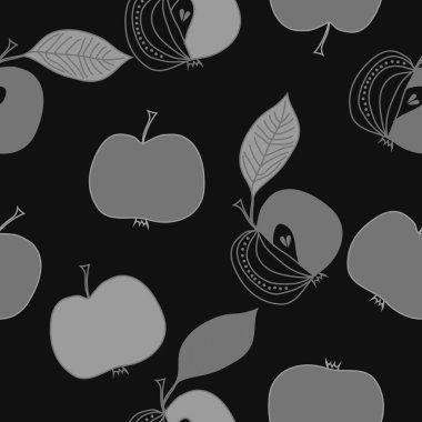 Yaprakları ile elma basit vektör illüstrasyon 