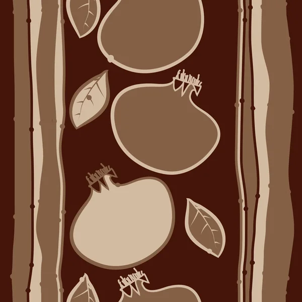 Nahtloses Muster Aus Bunten Granatäpfeln Und Blättern — Stockvektor