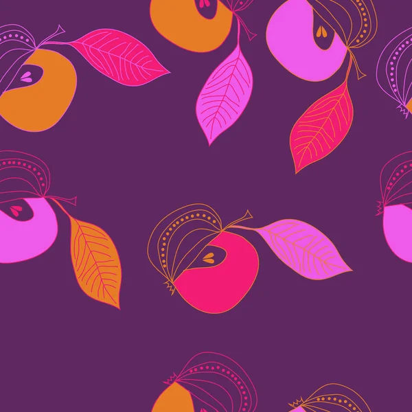 Renkli elma ve yaprakları ile Dikişsiz desen