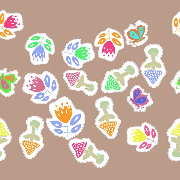 Soyut basit böcekler ve bitkiler süsleme Dikişsiz desen