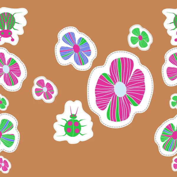 Artystyczny Bezszwowy Wzór Kolorowych Kwiatów Wektor Ilustracji — Wektor stockowy