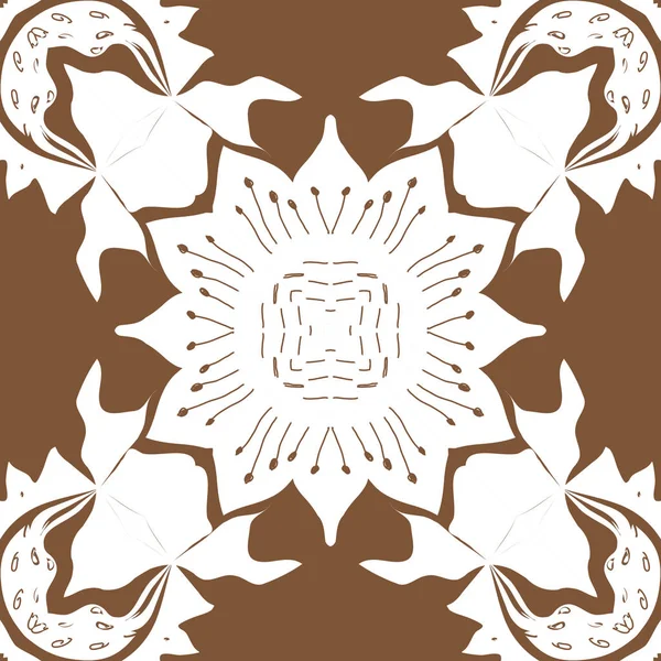 Stilize çiçekler, noktalar, zikzaklar, karalamalar Dairesel dikişsiz desen