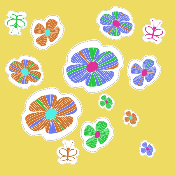 Patrón Artístico Sin Costuras Con Flores Colores Ilustración Vectorial — Archivo Imágenes Vectoriales