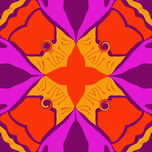 花のモチーフ 落書き スポット クロス スパイラルの円形シームレスパターン — ストックベクタ
