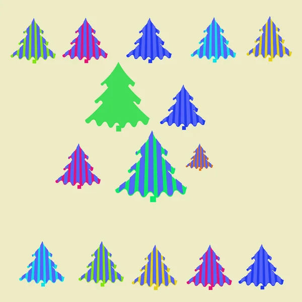 カラフルなモミの木とシームレスなクリスマスパターン ベクトルイラスト — ストックベクタ