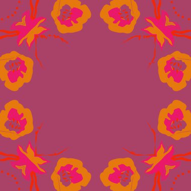 Çiçek ve fotokopi alanı ile çiçek motifi Dairesel dikişsiz desen 