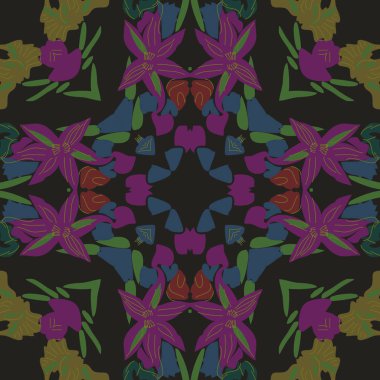 Çiçek motifli dairesel dikişsiz desen, fotokopi alanı