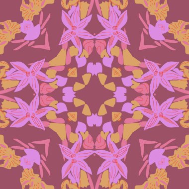 Çiçek motifli dairesel dikişsiz desen, fotokopi alanı