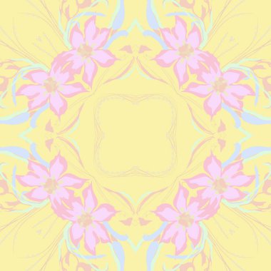 Çiçek motifi, çiçekler, yapraklar, dallar dairesel dikişsiz desen.