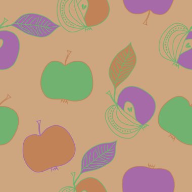 Yaprakları ile elma basit vektör illüstrasyon 