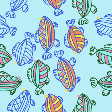 Soyut basit balıklar Dikişsiz desen