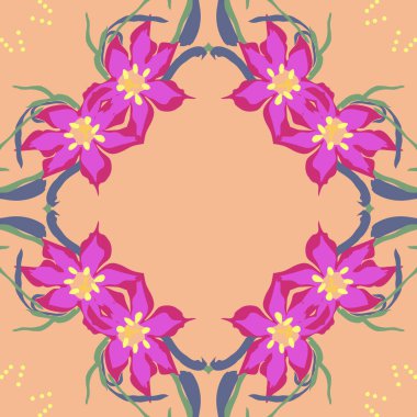 Çiçek motifli dairesel dikişsiz desen, fotokopi alanı