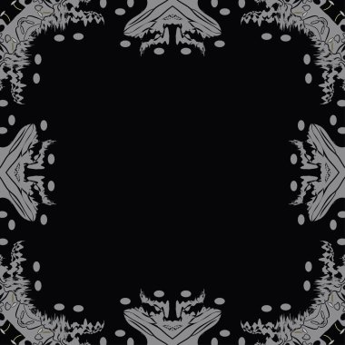 Çiçek motifi dairesel dikişsiz desen, noktalar, çizgiler, dalgalar, delik, elips, kopyalama alanı.  