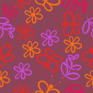 Dikişsiz soyut desen, çiçeklervektör illüstrasyon 