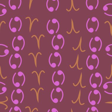 Zodyak işaretleri Dikişsiz desen - koç, kanser. Vektör çizimi