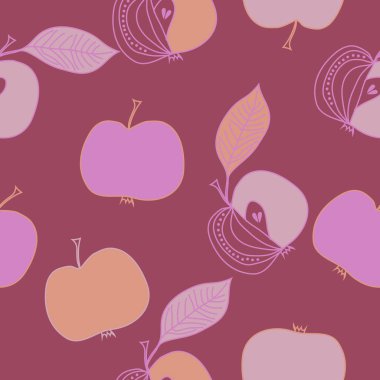 Yaprakları ile elma basit vektör illüstrasyon 