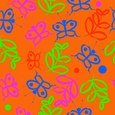 Soyut basit kelebek ve dalların kusursuz deseni