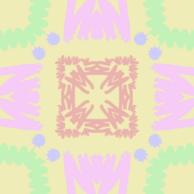 Dekoratif motif, doodle, yıldız dairesel dikişsiz desen. Elle çizilmiş.