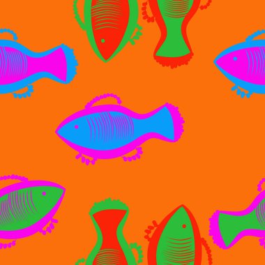 Renkli motif balık dikişsiz desen