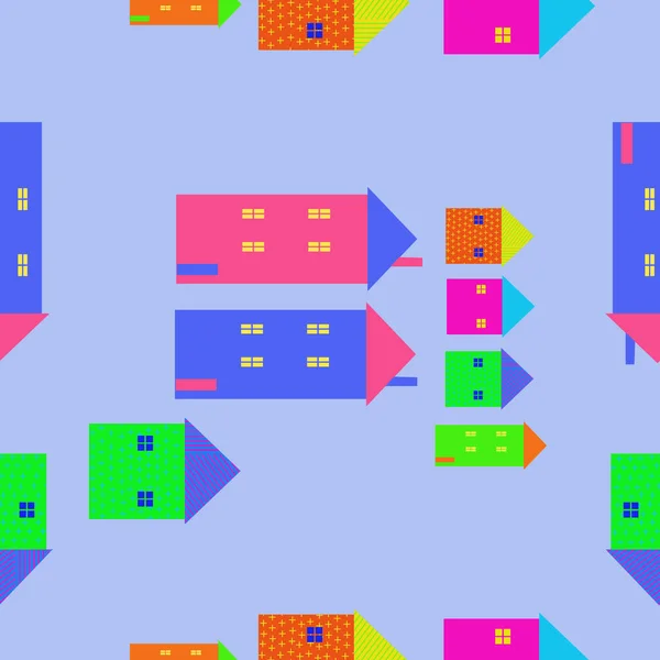 Бесшовный Рисунок Абстрактных Простых Домов — стоковый вектор