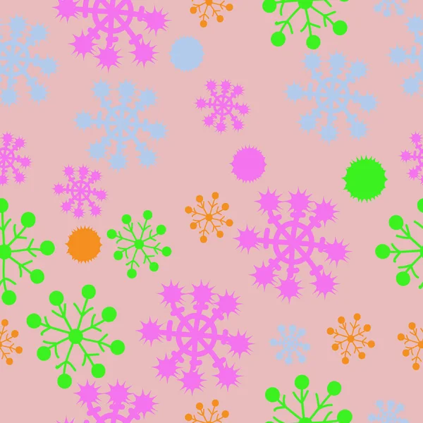 Snowy Seamless Pattern Colored Motif — Stock Vector