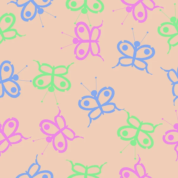 Vector Illustration Seamless Pattern Butterflies — Stock Vector