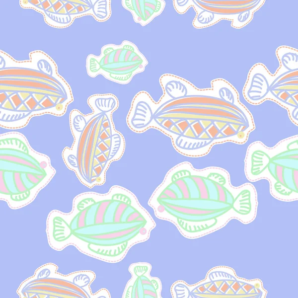 Seamless Pattern Abstract Simple Fishes — Stock Vector