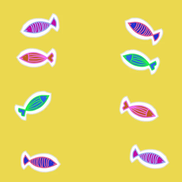 Fish Seamless Pattern Colored Motif — Stock Vector