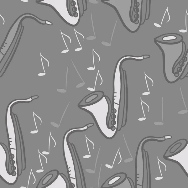 Modèle Sans Couture Saxophones Simples Abstraits — Image vectorielle