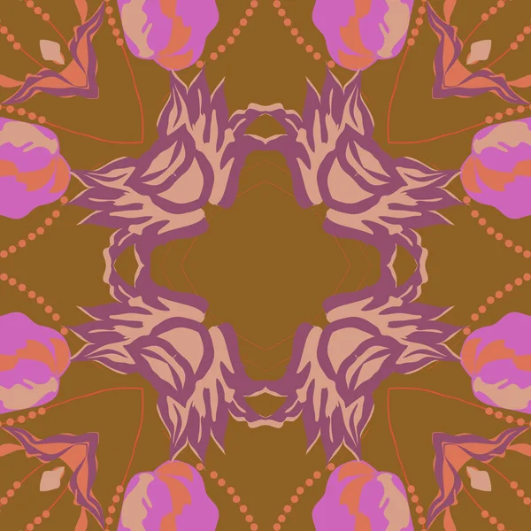 Motif Circulaire Sans Couture Avec Motif Floral Espace Copie — Image vectorielle