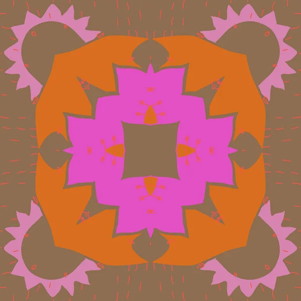 花のモチーフ スポット ジグザグ 落書きの円形パターン — ストックベクタ