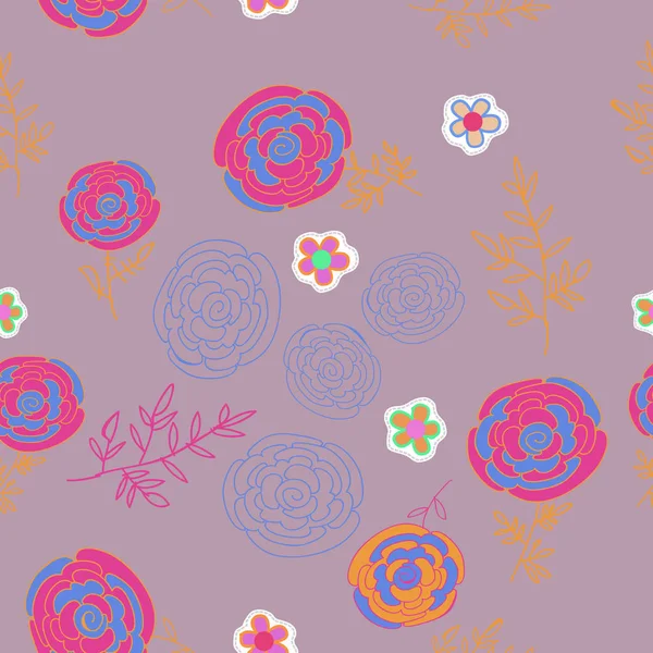 Naadloos Patroon Van Abstracte Eenvoudige Bloemen — Stockvector