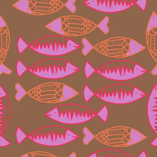 Ψάρια Χωρίς Ραφές Του Έγχρωμου Μοτίβου — Διανυσματικό Αρχείο