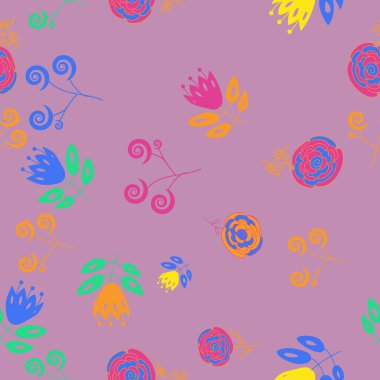 Arka planda kesintisiz yaprak ve çiçek seti