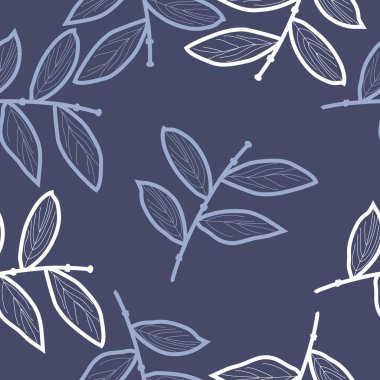 dalları ve yaprakları ile dikişsiz desen vektör illüstrasyon
