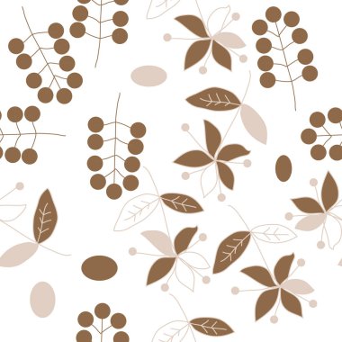 Yapraklarla soyut çiçeklerin ve dalların kusursuz deseni