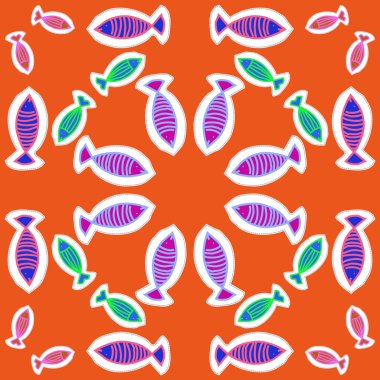 Renkli motif balık dikişsiz desen